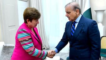 Pakistan Prime Minister Shehbaz Sharif meets with managing director of the International Monetary Fund (IMF), Kristalina Georgieva, in Paris, France, June 22, 2023. File Image/Reuters