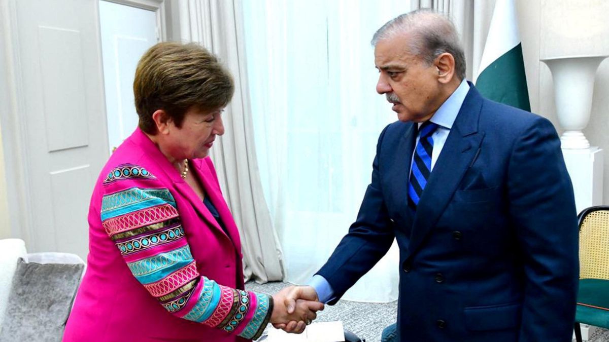 Pakistan Prime Minister Shehbaz Sharif meets with managing director of the International Monetary Fund (IMF), Kristalina Georgieva, in Paris, France, June 22, 2023. File Image/Reuters Pakistan Prime Minister Shehbaz Sharif meets with managing director of the International Monetary Fund (IMF), Kristalina Georgieva, in Paris, France, June 22, 2023. File Image/Reuters
