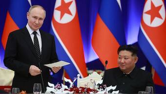Russia's President Vladimir Putin and North Korea's leader Kim Jong Un attend a state reception in Pyongyang, North Korea, June 19, 2024. File Image/Sputnik via Reuters