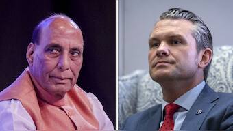 (L-R) Defence Minister Rajnath Singh. PTI; US Secretary of Defence Pete Hegseth. AP
