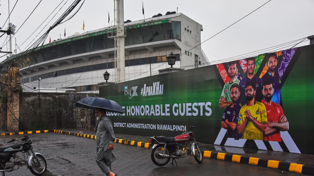 The Pindi Cricket Stadium in Rawalpindi was scheduled to host the match between Karachi Kings and Peshawar Zalmi on Thursday, 8 May, only for it to get rescheduled due to escalating tensions with India. AP The Pindi Cricket Stadium in Rawalpindi was scheduled to host the match between Karachi Kings and Peshawar Zalmi on Thursday, 8 May, only for it to get rescheduled due to escalating tensions with India. AP