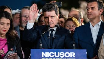 Romanian presidential candidate Nicusor Dan speaks to supporters after exit poll results were announced in Bucharest, May 4, 2025.- AFP Photo