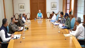 PM Modi chairs meeting at residence (Photo/ANI)
