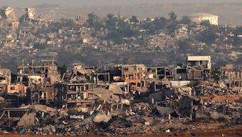 A picture taken from the Israeli side of the border with the Gaza Strip shows destroyed buildings in the nothern sector of the besieged Palestinian territory on May 22, 2025, 19 months after the war broke out between Israel and the Hamas movement.  AFP Photo