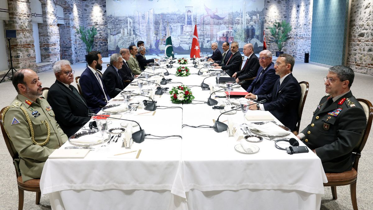 Turkey’s President Tayyip Erdogan meets with Pakistan's Prime Minister Shehbaz Sharif in Istanbul, Turkey, May 25, 2025. Pakistan's Field Marshal Asim Munir can be seen sitting to the left of Sharif. Presidential Press Office via Reuters Turkey’s President Tayyip Erdogan meets with Pakistan's Prime Minister Shehbaz Sharif in Istanbul, Turkey, May 25, 2025. Pakistan's Field Marshal Asim Munir can be seen sitting to the left of Sharif. Presidential Press Office via Reuters