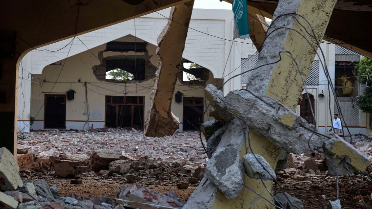 A damaged by Indian missile attack, in Muridke, a town in Pakistan's Punjab province. AP
A damaged by Indian missile attack, in Muridke, a town in Pakistan's Punjab province. AP
