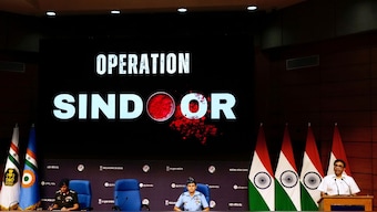 Foreign Secretary Vikram Misri, bottom right, addresses a press conference after India struck multiple sites in Pakistan with missiles under Operation Sindoor, in New Delhi, May 7, 2025. AP