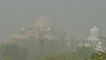 Humayun's Tomb engulfed in a layer of dust, in New Delhi, May 15, 2025. PTI