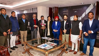 All-party delegation including NCP (SP) leader Supriya Sule, BJP leaders Rajiv Pratap Rudy, Anurag Thakur and V Muraleedharan, Congress leaders Manish Tewari and Anand Sharma, TDP leader Lavu Sri Krishna Devarayalu, AAP leader Vikramjit Singh Sahney and former diplomat Syed Akbaruddin being welcomed. PTI