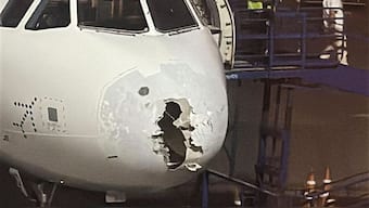 Several passengers said the nose of the plane was damaged. PTI
