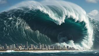 Waves from a mega-tsunami could rise as high as 1,000 feet, putting millions of lives at risk. AI-Generated/Representational Image
