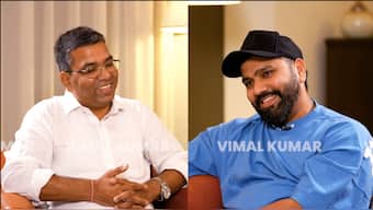 Screengrab of Rohit Sharma's interview with journalist Vimal Kumar on YouTube