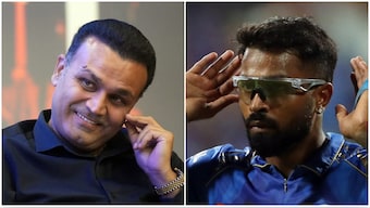 Virender Sehwag slammed Hardik Pandya's decisions as captain during Mumbai Indians' match against Punjab Kings on Monday, 26 May. Image credit: PTI/Reuters