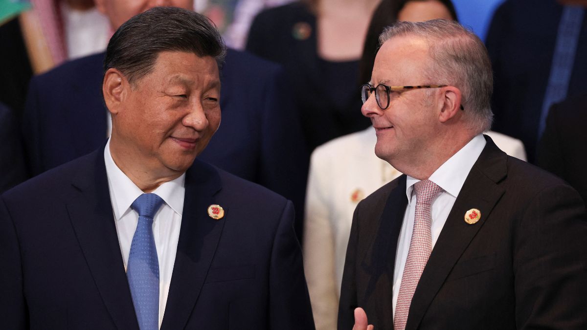 Australia's Prime Minister Anthony Albanese and China's President Xi Jinping speak as they prepare for a group during the G20 summit in Rio de Janeiro, Brazil, November 19, 2024. File Image/Reuters Australia's Prime Minister Anthony Albanese and China's President Xi Jinping speak as they prepare for a group during the G20 summit in Rio de Janeiro, Brazil, November 19, 2024. File Image/Reuters