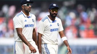 R Ashwin and Jasprit Bumrah during a Test match against England. Image: AFP