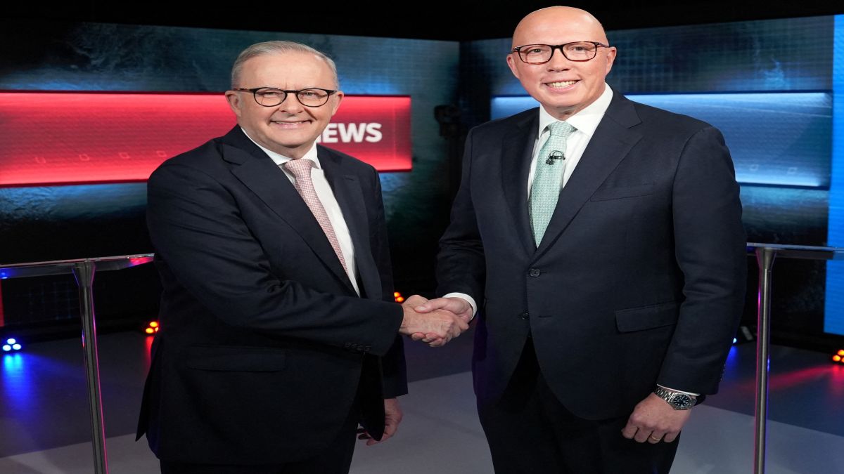 Australian Prime Minister Anthony Albanese and Opposition Leader Peter Dutton shake hands ahead of the second leaders' debate of the 2025 federal election campaign at the ABC Studios in Parramatta, Sydney, Australia. The two leaders will go up against each other on May 3. File image/Reuters Australian Prime Minister Anthony Albanese and Opposition Leader Peter Dutton shake hands ahead of the second leaders' debate of the 2025 federal election campaign at the ABC Studios in Parramatta, Sydney, Australia. The two leaders will go up against each other on May 3. File image/Reuters