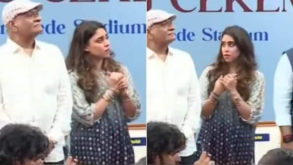 Rohit Sharma's wife Ritika Sajdeh can't stop crying after stand inaugurated in India captain's name - WATCH
