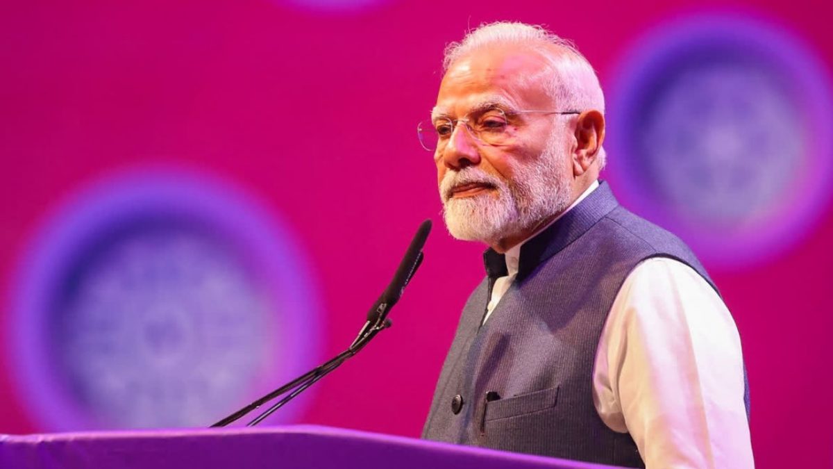 The photograph shows Prime Minister Narendra Modi. The photograph shows Prime Minister Narendra Modi.