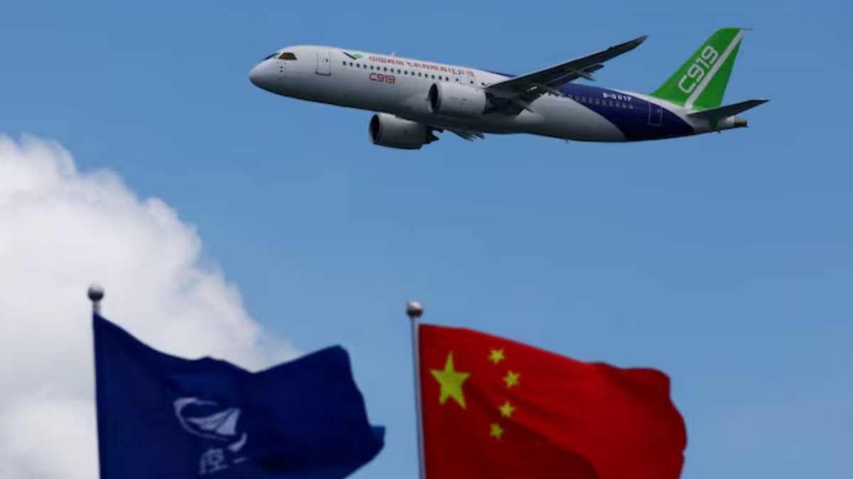 A Comac C919 flies during an aerial display at the Singapore Airshow at Changi Exhibition Centre, in Singapore, February 20, 2024. Source: Reuters A Comac C919 flies during an aerial display at the Singapore Airshow at Changi Exhibition Centre, in Singapore, February 20, 2024. Source: Reuters