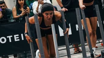 A participant during the Mumb ai leg of the HYROX event. Image: Insta/HYROXIndia