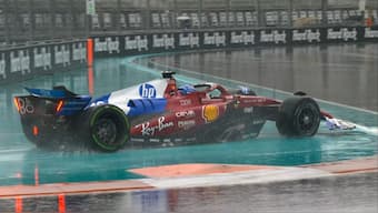 Charles Leclerc hit the wall on his way to the grid during the sprint race at Miami Grand Prix. Image: F1/X