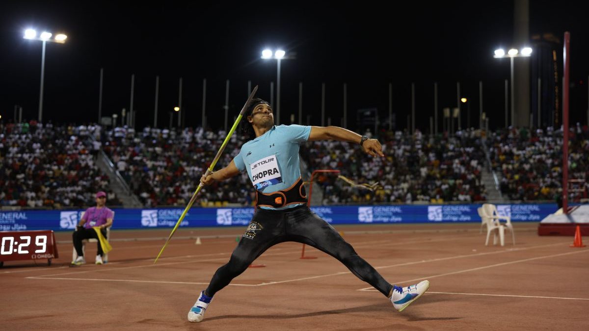 Neeraj Chopra takes a throw during the Doha Diamond League. Image: X/DiamondLeague Neeraj Chopra takes a throw during the Doha Diamond League. Image: X/DiamondLeague