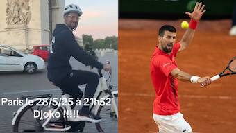 Despite enjoying the experience, Novak Djokovic said he won't go cycling again during French Open. Images: X/Reuters

