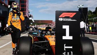 Oscar Piastri celebrates after qualifying in pole position. Image: Reuters