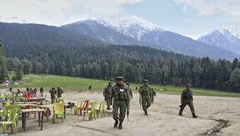 Indian security officers inspect the site a day after where terrorists indiscriminately opened fire at tourists in Pahalgam. AP File