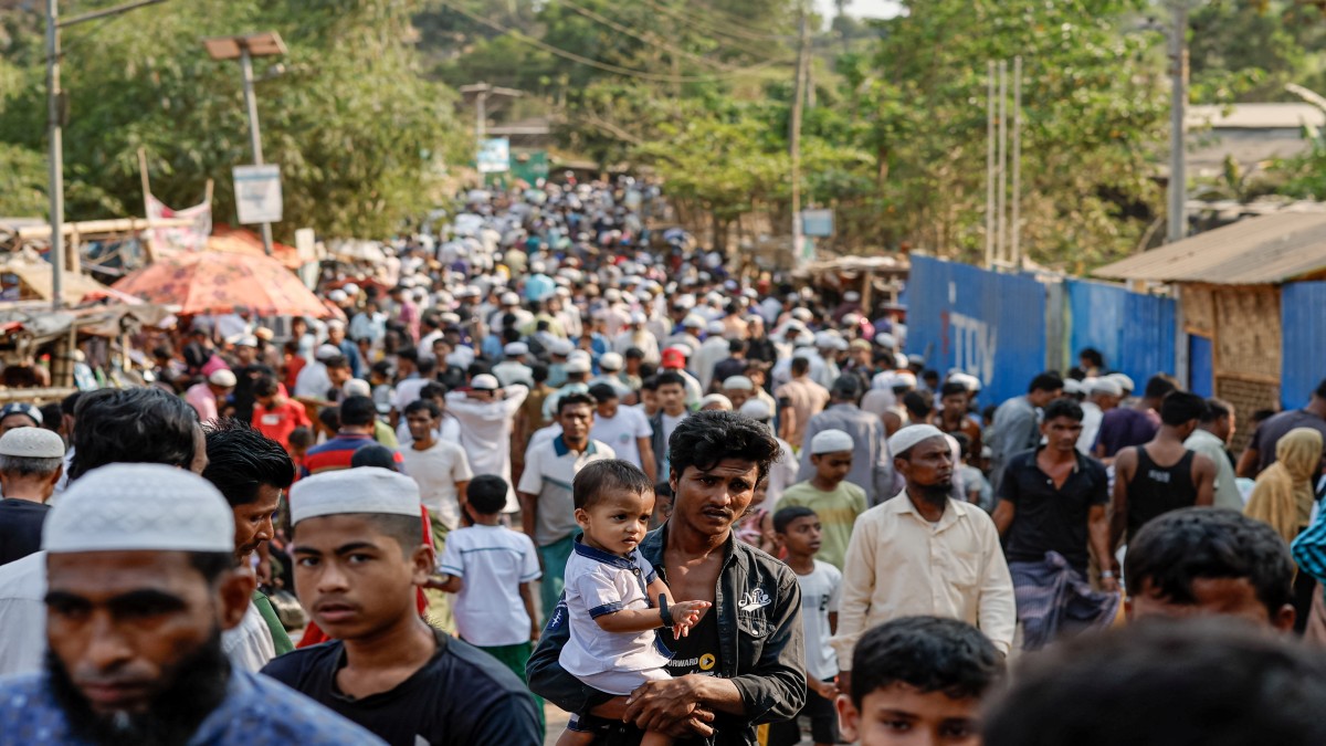 Rohingya refugees gather at roadside kitchen market, at the refugee camp in Cox's Bazar, Bangladesh, March 15, 2025. Image: REUTERS/Mohammad Ponir Hossain Rohingya refugees gather at roadside kitchen market, at the refugee camp in Cox's Bazar, Bangladesh, March 15, 2025. Image: REUTERS/Mohammad Ponir Hossain