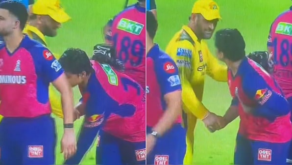 Vaibhav Suryavanshi touches MS Dhoni's feet to take blessings after last match of season - WATCH
