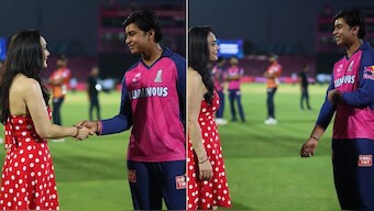 Preity Zinta meeting Vaibhav Suryavanshi after RR vs PBKS game. Image: Insta/RR