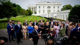 Trade advisor to US President Donald Trump Peter Navarro speaks to members of the media on the North Lawn of the White House. AFP