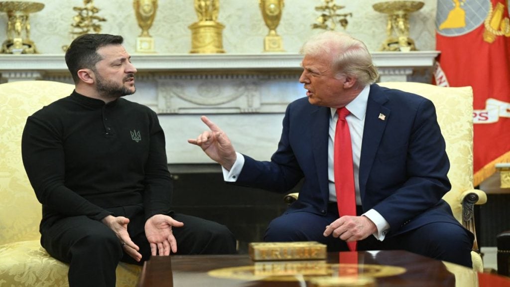 US President Donald Trump and Ukraine's President Volodymyr Zelenskyy's meeting in the Oval Office of the White House was widely seen as an ambush. File image/AFP
