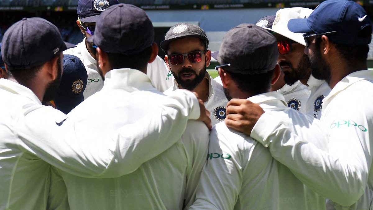 Virat Kohli talks to his players in team huddle before a match. Image: AFP Virat Kohli talks to his players in team huddle before a match. Image: AFP