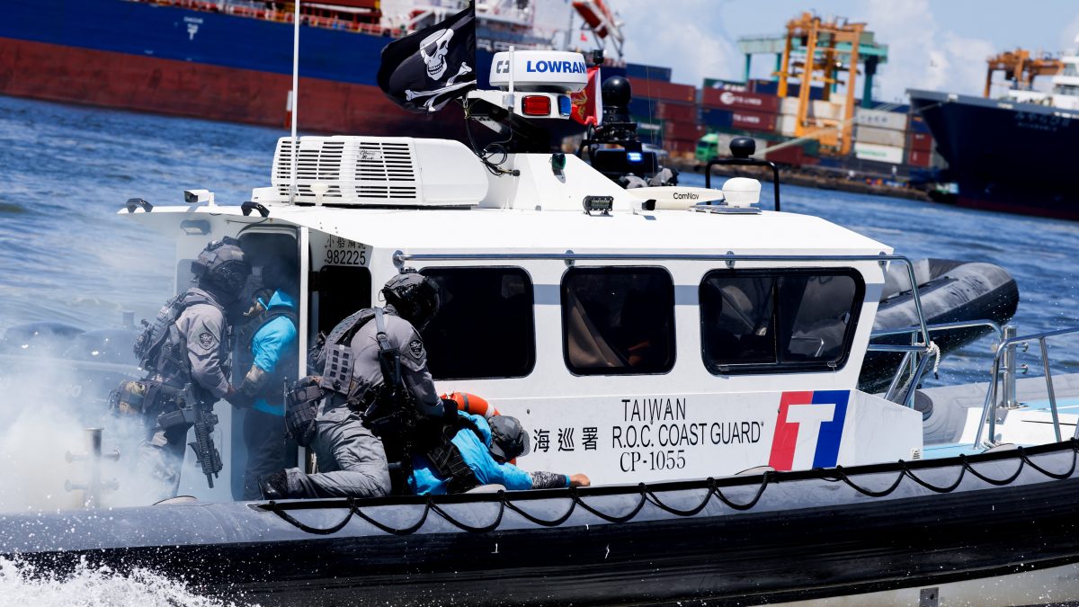 Taiwan’s coast guard conducts its annual drill in southern Taiwan, simulating the seizure of a ferry by 'international terrorists’, in collaboration with Taiwan's military to board and take back control of the boat and evacuate casualties, in Kaohsiung, Taiwan. Reuters Taiwan’s coast guard conducts its annual drill in southern Taiwan, simulating the seizure of a ferry by 'international terrorists’, in collaboration with Taiwan's military to board and take back control of the boat and evacuate casualties, in Kaohsiung, Taiwan. Reuters