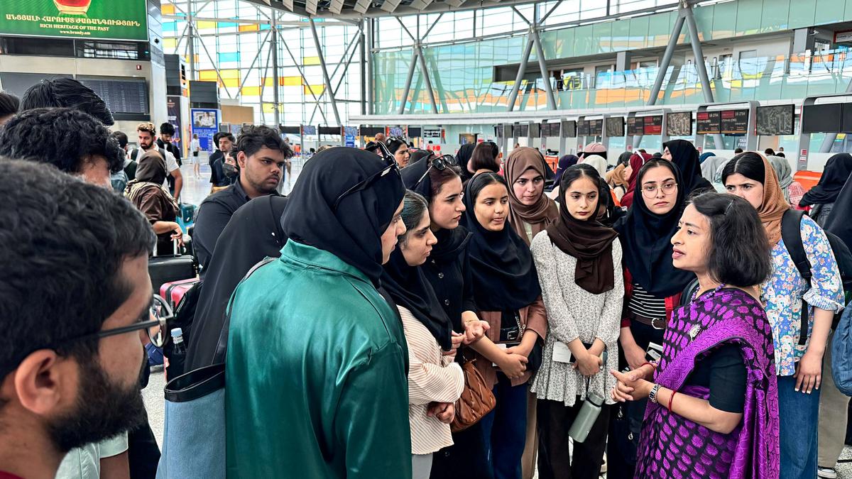Operation Sindhu: Flight carrying 100 Indian students evacuated from Iran via Armenia lands in Delhi. Image: ANI Operation Sindhu: Flight carrying 100 Indian students evacuated from Iran via Armenia lands in Delhi. Image: ANI