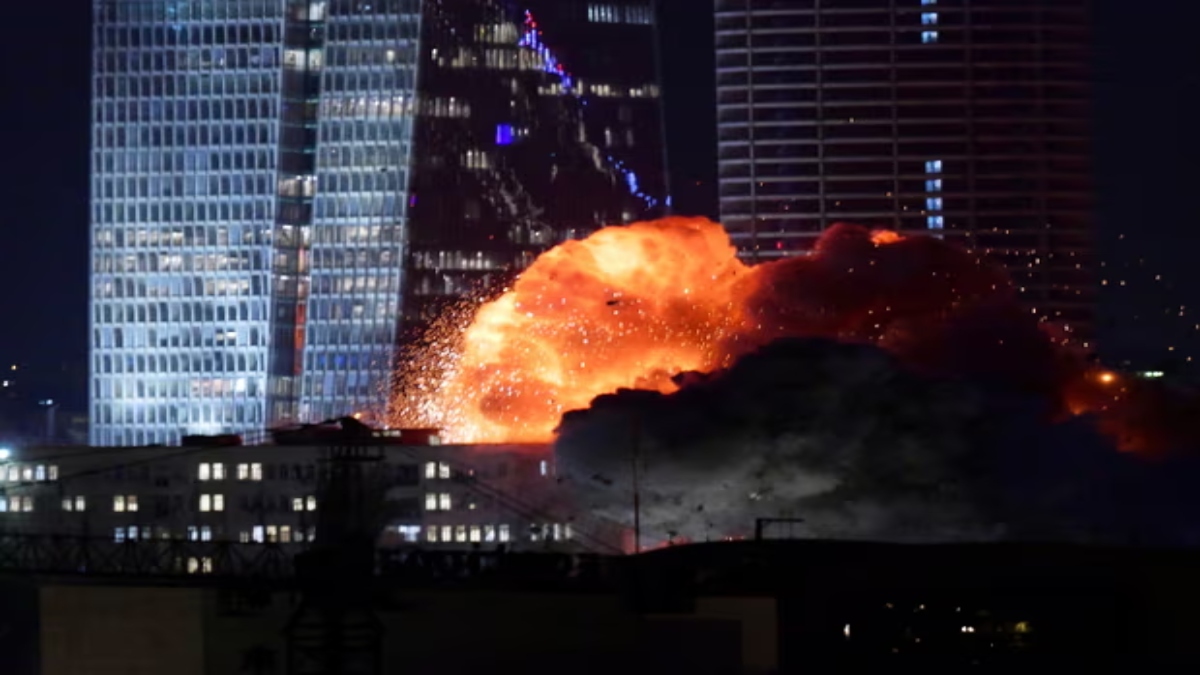 An explosion in Tel Aviv during Iran’s missile attack. AP An explosion in Tel Aviv during Iran’s missile attack. AP