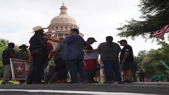 People protest at the capitol in Austin, Texas. AFP