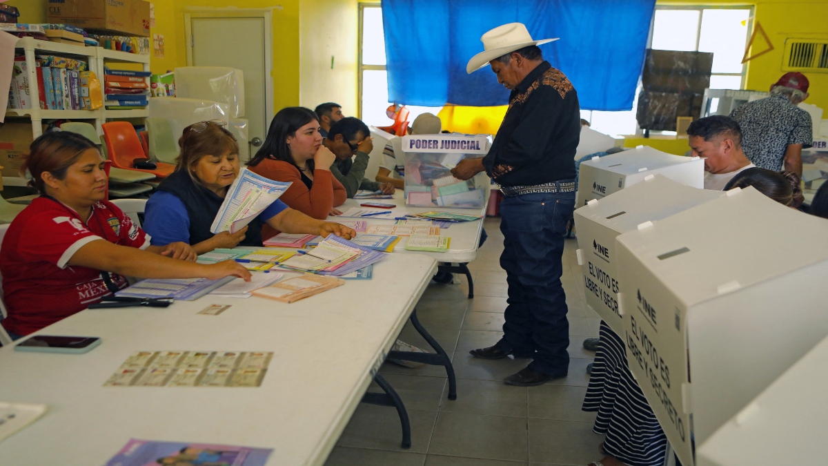 A man votes at a polling station during the world-first Mexican elections for all judges and magistrates in Ciudad Juarez, Chihuahua state, Mexico on June 1, 2025. AFP A man votes at a polling station during the world-first Mexican elections for all judges and magistrates in Ciudad Juarez, Chihuahua state, Mexico on June 1, 2025. AFP