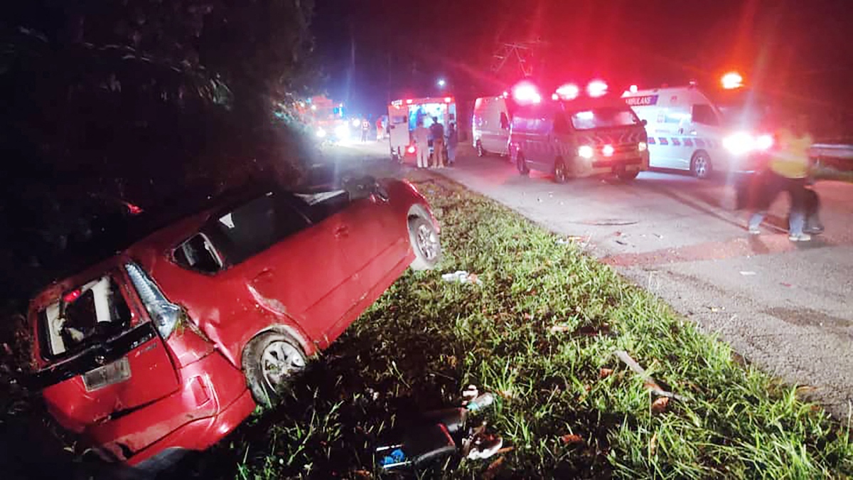 This handout photo taken and released by Perak's Fire and Rescue Department on June 9, 2025 shows a minivan after it collided with a bus in Gerik-Jeli, in Malaysia's Perak state. AFP This handout photo taken and released by Perak's Fire and Rescue Department on June 9, 2025 shows a minivan after it collided with a bus in Gerik-Jeli, in Malaysia's Perak state. AFP