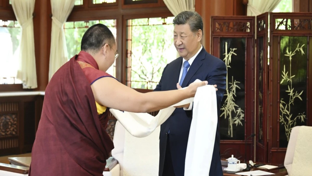 On June 6, President Xi Jinping summoned China-backed Panchen Lama Gyaltsen Norbu to Zhongnanhai, the official compound where the Communist Party’s senior leaders live. Image: AP On June 6, President Xi Jinping summoned China-backed Panchen Lama Gyaltsen Norbu to Zhongnanhai, the official compound where the Communist Party’s senior leaders live. Image: AP
