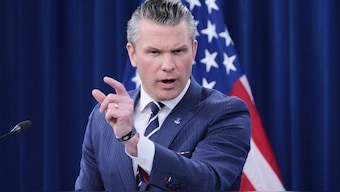 Defense Secretary Pete Hegseth speaks during a news conference at the Pentagon in Washington. AP