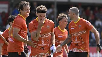 The Australian team celebrates after scoring against India in their Men's FIH Pro League meeting in Antwerp on Sunday, 15 June. Image credit: X/@FIH_Hockey