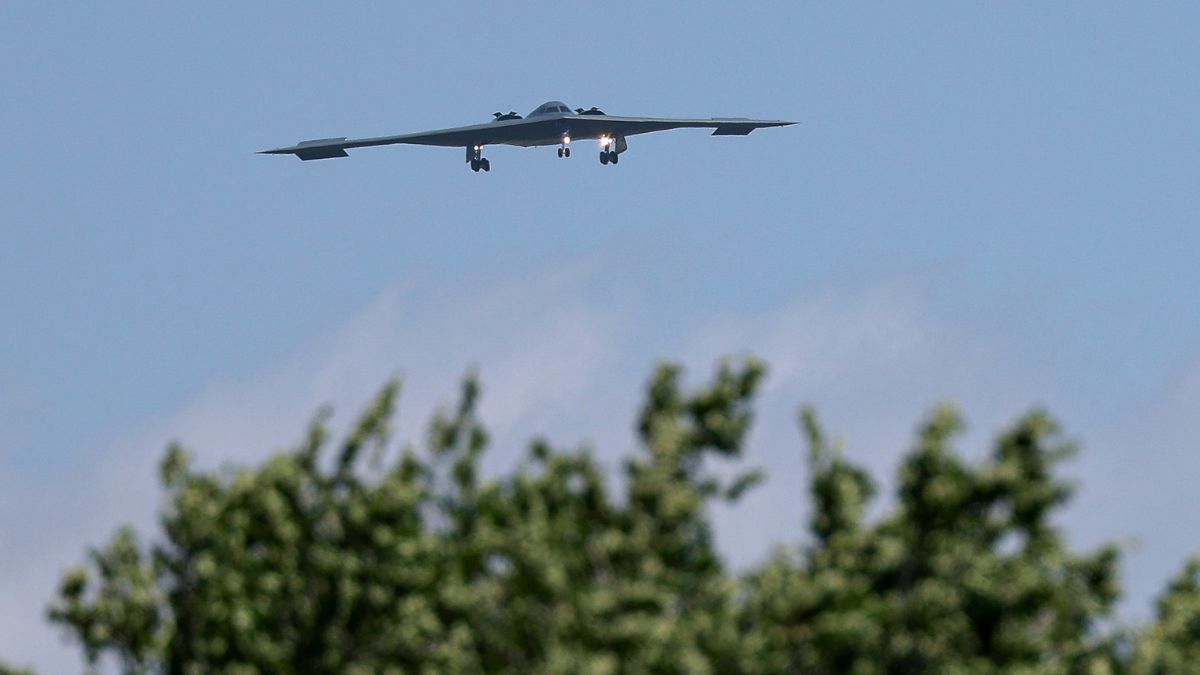 A B-2 bomber arrives at Whiteman Air Force Base, Missouri, US, June 22, 2025. File Image/AP A B-2 bomber arrives at Whiteman Air Force Base, Missouri, US, June 22, 2025. File Image/AP