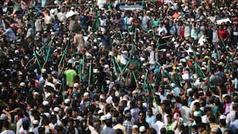 Supporters of Bangladesh Jamaat-e-Islami occupy street of Matijheel area to hold a rally in Dhaka, Bangladesh, October 28, 2023. File Image/Reuters