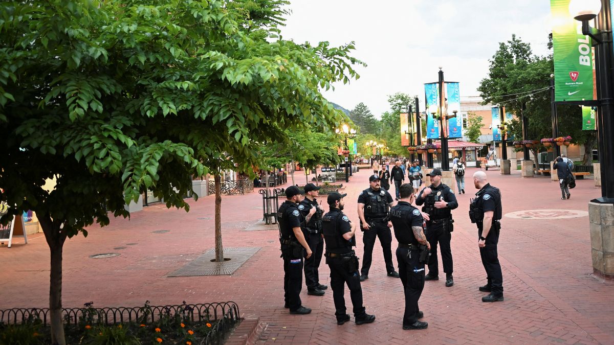 Police officers gather on Pearl Street in front of the Boulder County Courthouse, the scene of an attack that injured multiple people, in Boulder, Colorado, US, June 2, 2025. File Image/Reuters Police officers gather on Pearl Street in front of the Boulder County Courthouse, the scene of an attack that injured multiple people, in Boulder, Colorado, US, June 2, 2025. File Image/Reuters