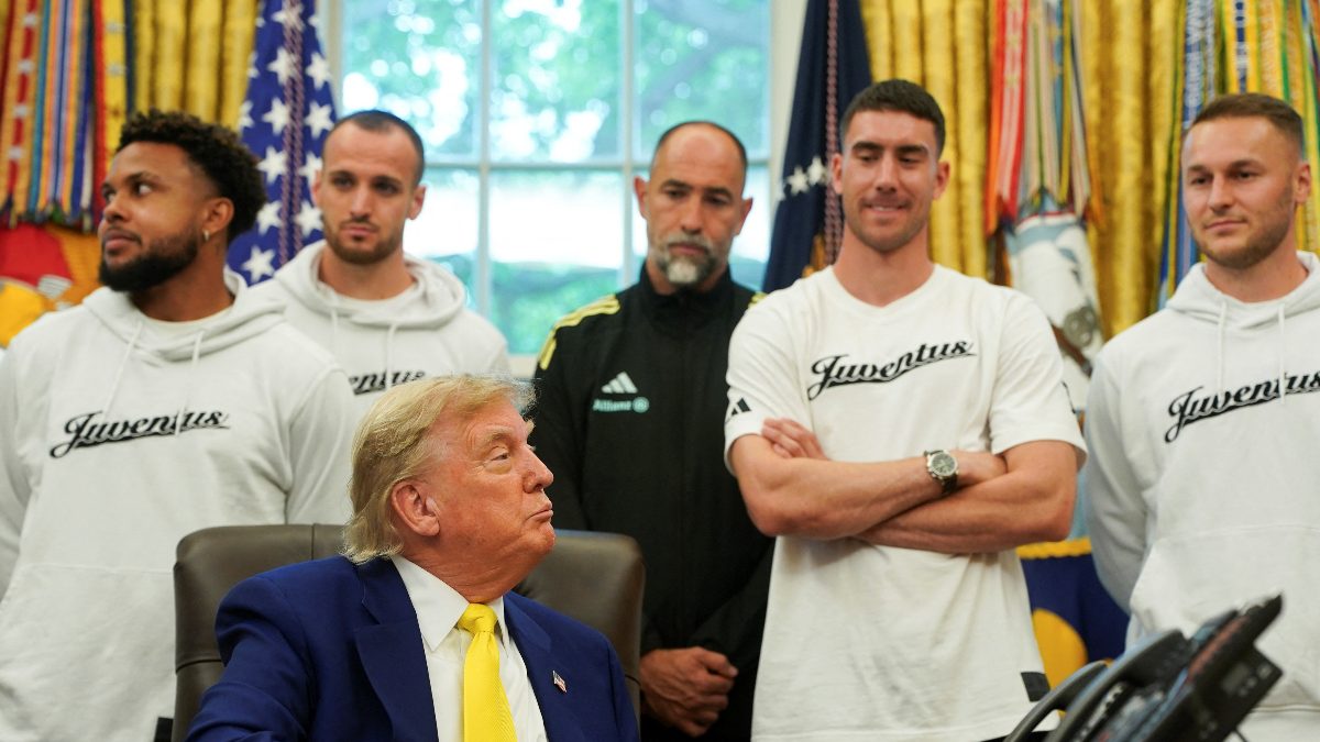 Watch: Donald Trump makes Juventus players uncomfortable with dig at trans athletes during their White House visit Watch: Donald Trump makes Juventus players uncomfortable with dig at trans athletes during their White House visit