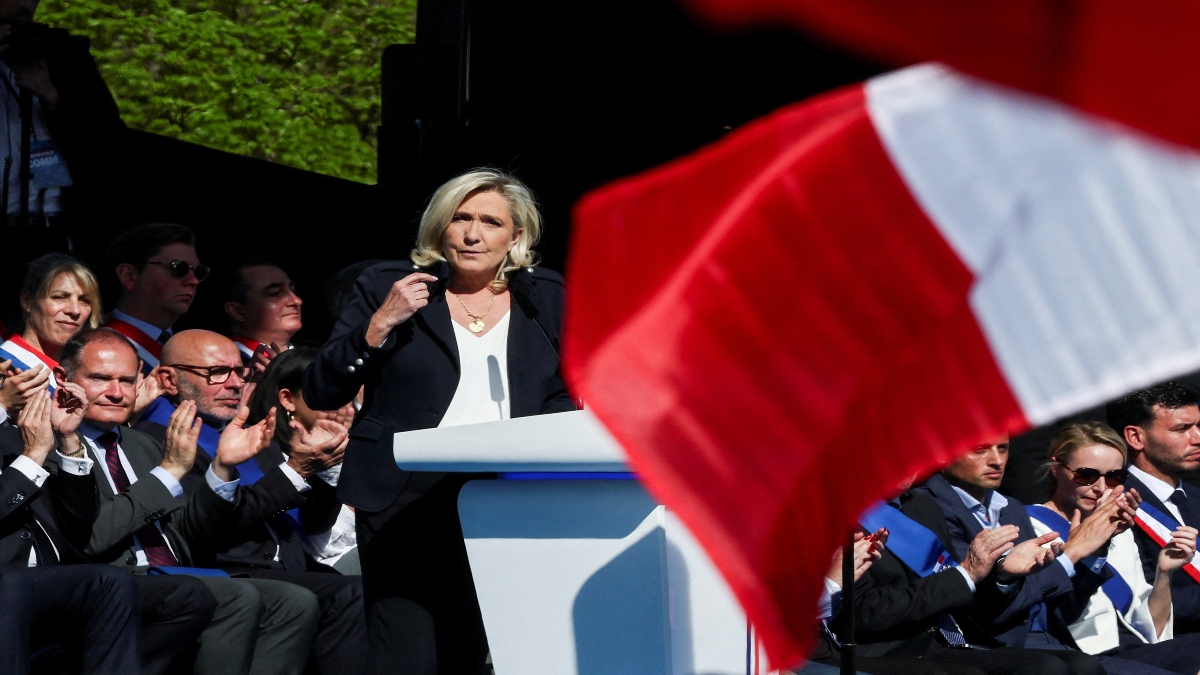 French far-right leader Marine Le Pen speaks at a rally in support of her, after calls for a peaceful mobilisation following Marine Le Pen's conviction for embezzlement of EU funds, resulting in her being barred from running for office for five years, in Paris, France, on April 6, 2025. Reuters File French far-right leader Marine Le Pen speaks at a rally in support of her, after calls for a peaceful mobilisation following Marine Le Pen's conviction for embezzlement of EU funds, resulting in her being barred from running for office for five years, in Paris, France, on April 6, 2025. Reuters File