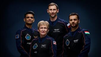 Crew members of Axiom 4 Mission including Subhanshu Shukla. File image/AP 